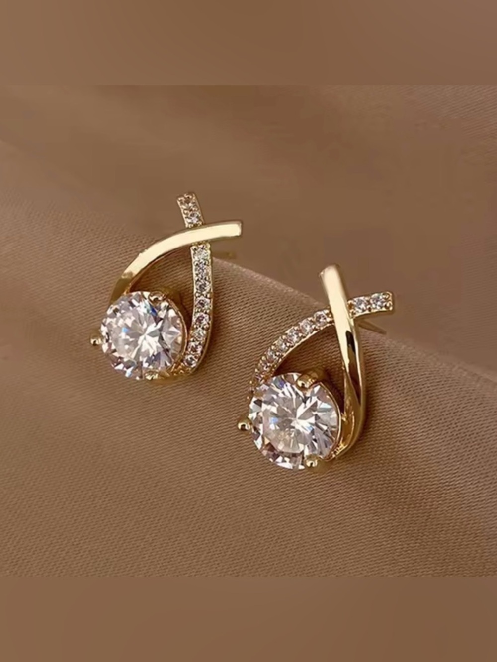Gold Crystal Halo Stud Earrings - Elegant Women’s Jewelry